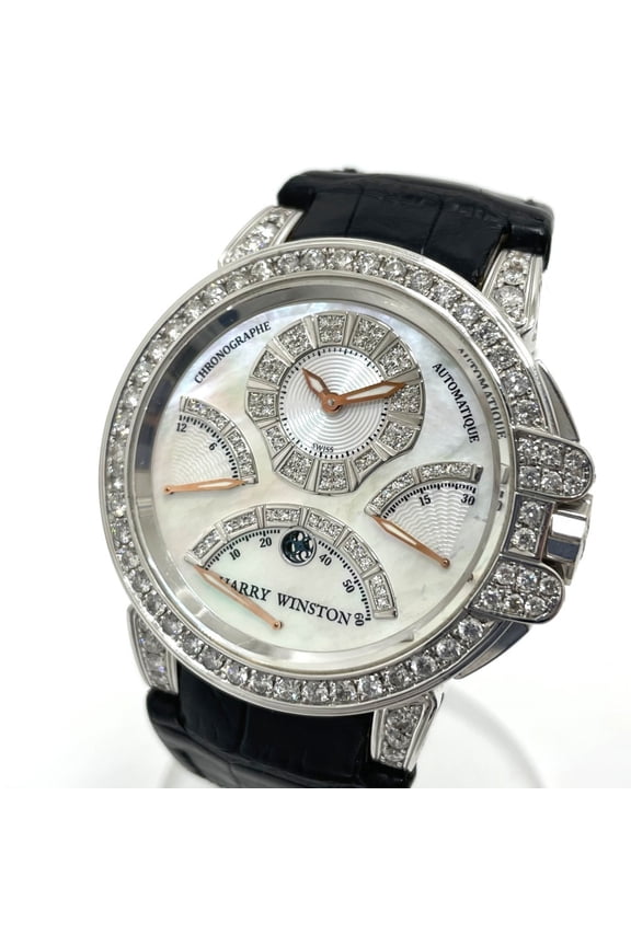 Pre-Owned HARRY WINSTON MCRA44W Ocean Chrono Triple Retrograde Automatic Watch, 18K White Gold,...