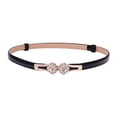 thumbnail image 2 of harmtty Waist Belt Fitted Simple Exquisite Workmanship Lightweight Convenient Decorate Faux Leather Smooth Surface Shiny Rhinestone Waist Strap for Daily Wear,Black, 2 of 8
