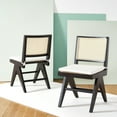 thumbnail image 2 of SAFAVIEH Couture Colette Modern Linen Solid Dining Side Chair, Black/Natural (Set of 2), 2 of 17
