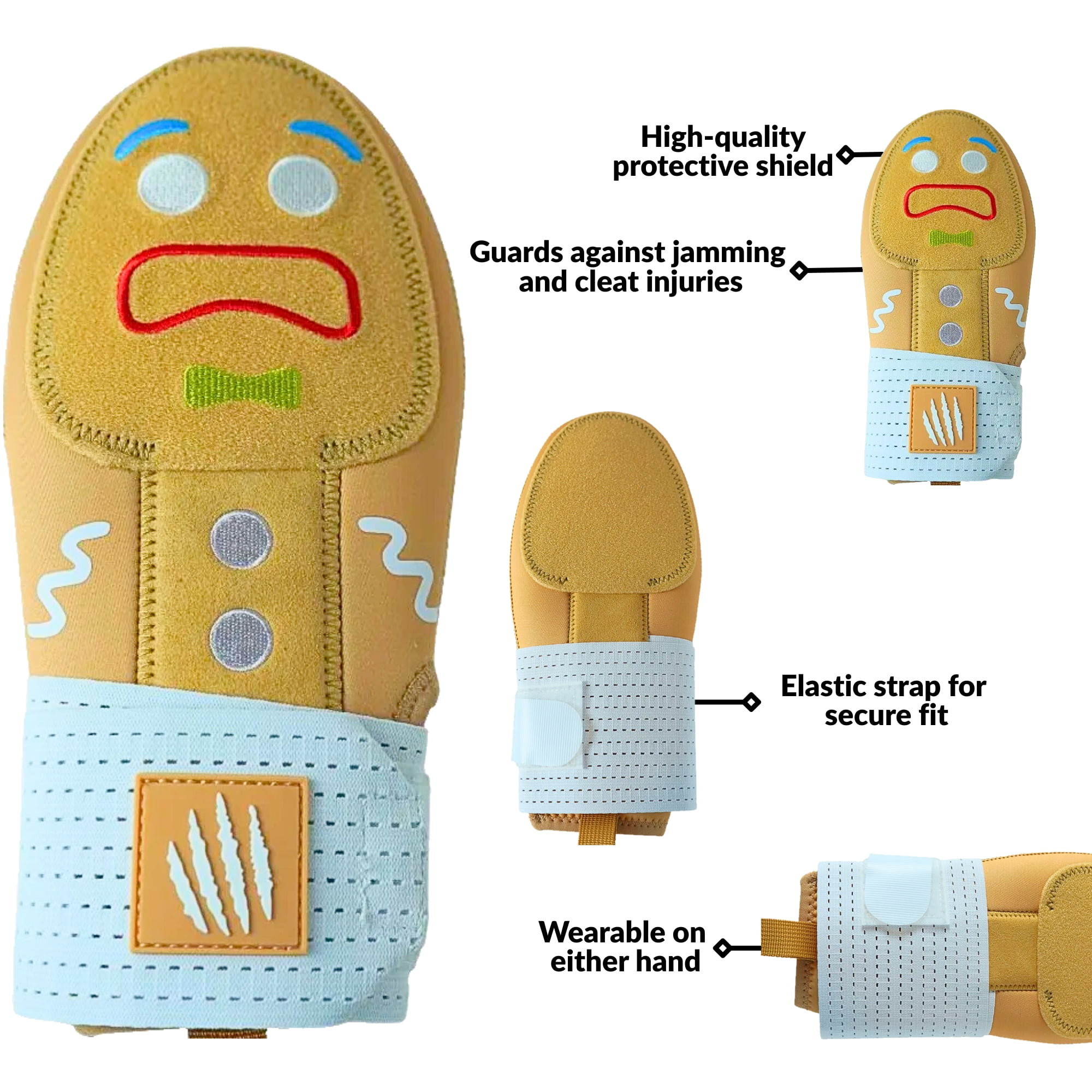 Baseball Sliding Mitt - Youth and Adult Sizes - Drippy Accessory Gingerbread Man, Ice Cream, Miami Color, Christian Cross, Left & Right Hands, Hand and Wrist Protection (Gingerbread Man, Adult)