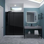 76 H x 60 W Sliding Frameless Shower Door Matte Black w/ Tinted Glass