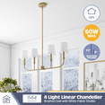 thumbnail image 2 of Prominence Home Billet Brushed Gold 4-Light Linear Chandelier with Fabric Shades, 2 of 12