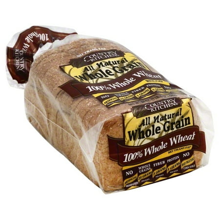 Country Kitchen All Natural Whole Grain 100% Whole Grain Wheat Bread, Soft Wheat Bread, 24 oz Loaf, Shelf-Stable