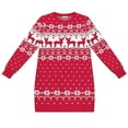 thumbnail image 4 of Fiaer Women's Cute Christmas Sweater Dress Long Sleeve Crew Neck Reindeer Floral Printed Oversized Pullover Tunic Tops Hot Pink L, 4 of 4
