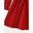 thumbnail image 4 of Family Matching Red Lace Long-sleeve Spliced Rib Knit Belted Dresses And Sets, 4 of 9
