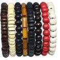 thumbnail image 2 of 8 Uds Heilwiy pulsera de cuentas de madera Natural hecha a mano para hombres mujeres elástico meditación regalo tibetano, 2 of 2