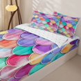 thumbnail image 3 of Homewish Watercolor Mermaid Scale Zipper Twin Comforter Sets with Fitted Sheet and 2 Pillowcases,Multicolor Zipper Bedding Set,Reversible,4pcs, 3 of 8