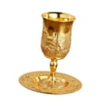 thumbnail image 2 of Copa Kiddush Copa Elías con platillo Artículos para beber Artesanía Suministros para fiestas Copa Copa con platillo para aniversario de Pascua oro, 2 of 8