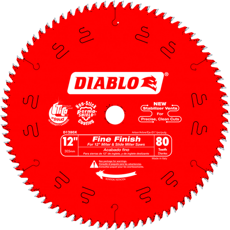 Diablo D1280X 12-Inch 80T Diablo Fine Finish Work Chop/Slide Miter Saw