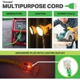 thumbnail image 4 of 50 Foot Outdoor Extension Cord - 12/3 Heavy Duty Neon Green Extension Cable with 3 Prong Grounded Plug for Safety - Great for Garden and Major Appliances, 4 of 5