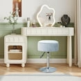 thumbnail image 3 of Velvet Vanity Stool, Vanity Chair for Makeup Room Round Storage Ottoman for Living Room Height Adjustable 360°Swivel Foot Stools, Grey, 3 of 14