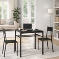 thumbnail image 3 of 3-Piece Kitchen Table Set for 2, Wooden Dining Table and Chairs with Storage Rack for Small Space, Apartment, Breakfast Nook, Space-Saving, 300lbs, Black, 3 of 7
