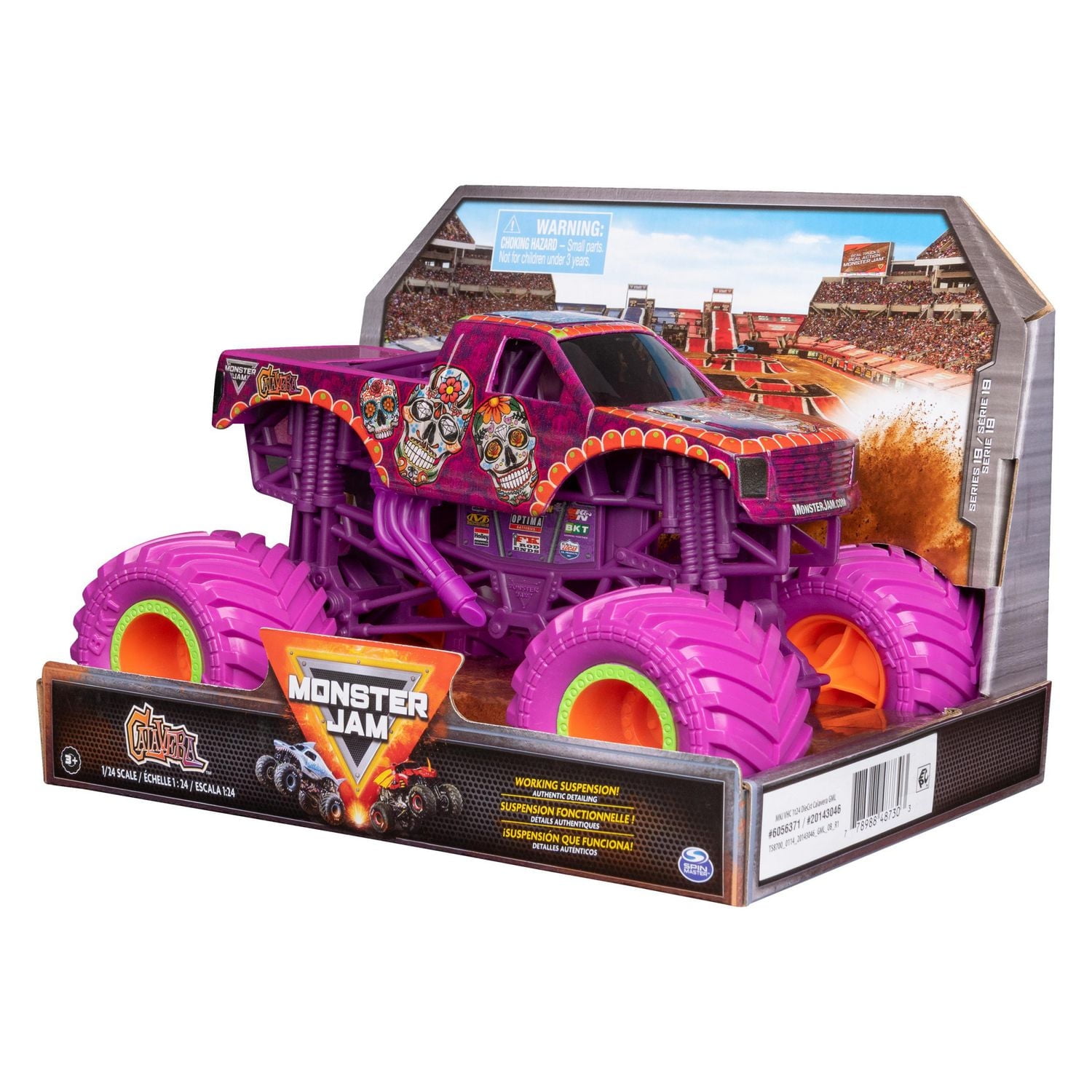 Monster Jam, Monster truck Calavera officiel, véhicule en métal moulé à collectionner, échelle 1:24, jouets pour garçons à partir de 3 ans