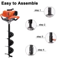 thumbnail image 5 of Jacgood 85CC Auger Post Hole Digger, 3KW Post Hole Auger Gas Powered with 3 Auger Drill Bits(4" & 6" & 8") + 2 Extension Rods (12" & 20")for Farm Garden Plant, 5 of 6