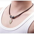 thumbnail image 2 of Bohemian Double Layers Leather Necklace for Men Women Vintage Boho Tribal Ethnic Wood Beads Braided Adjustable Hipppie Cross Hemp Cords Pendant Charm Choker Jewelry, 2 of 9
