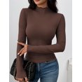 thumbnail image 6 of Zeagoo Long Sleeve Shirts for Women Ribbed Slim Fit Tops Lettuce Trim Mock Neck Summer Fall Basic Tee, 6 of 6