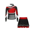 thumbnail image 2 of Rswnyirn Uniforme de Cheerleading pour Filles Enfants, Ensemble 2 Pcs, Haut Court à Empiècements de Couleur Brillante avec Jupe, Rouge 16, 2 of 7