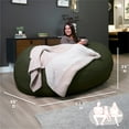 thumbnail image 2 of Big Joe Fuf 6.5Ft Giant Foam Bean Bag Chair, Oversized Couch with Removable Cover for Kids, Teens, Adults, Forest Green Velveteen, Durable Woven Polyester, 6.5 foot, 2 of 7