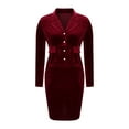 thumbnail image 5 of purcolt Women's Elegant Business Suit Sets Slim Fit Dressy Casual Velvet Blazer with Bodydcon Pencil Skirt 2 Piece Office Work Formal Outfits, 5 of 7