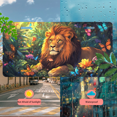 thumbnail image 5 of 1 Pcs 2D Flat License Plate Covers & Frames, A Lion Among Butterflies For Decorative Front, Waterproof For Decoration Aluminum License Plate Covers & Frames Cover For Men Women, 12" X 6", 5 of 7