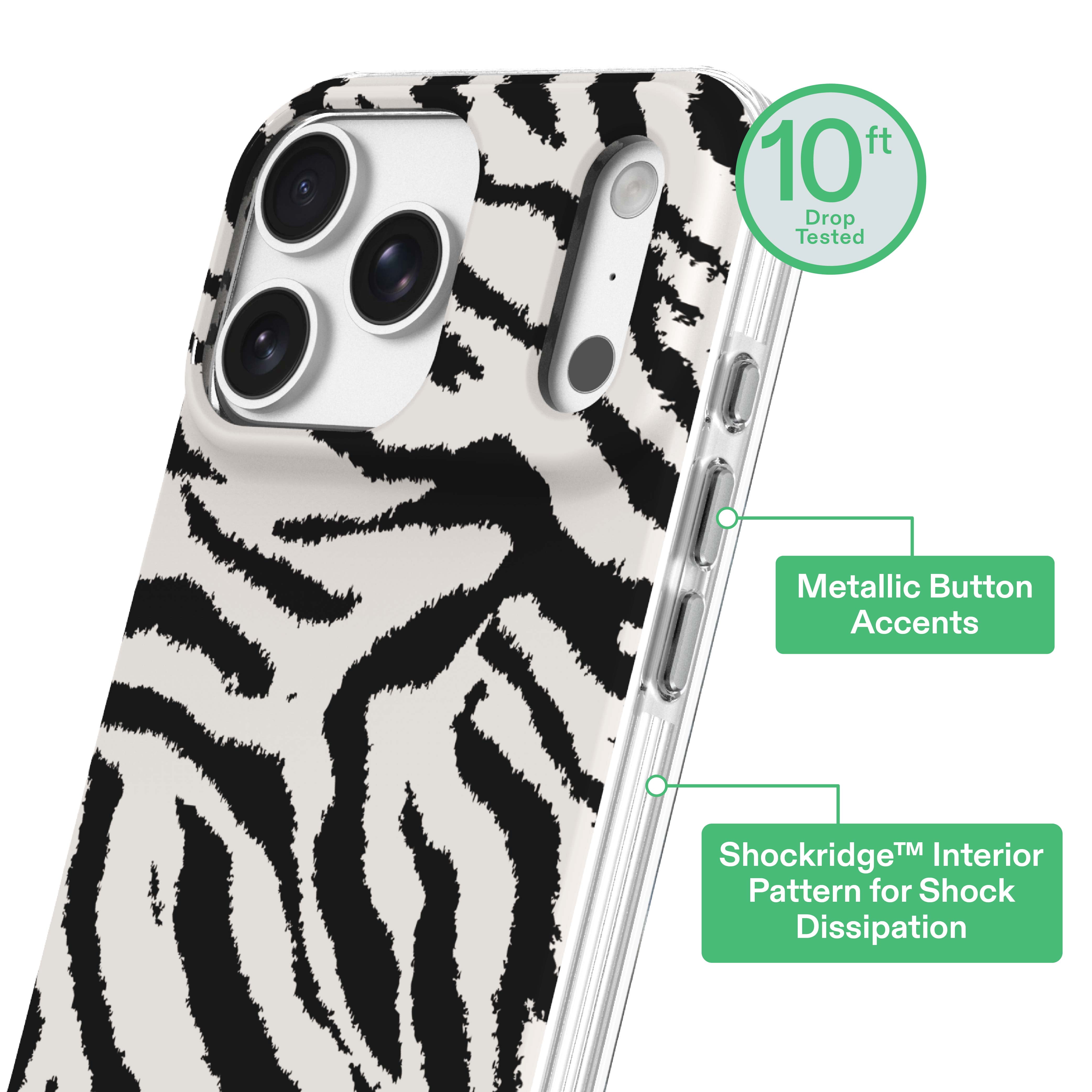 onn Phone Case for iPhone 18 Pro / 17 Pro, MagSafe Compatible - Zebra Stripe