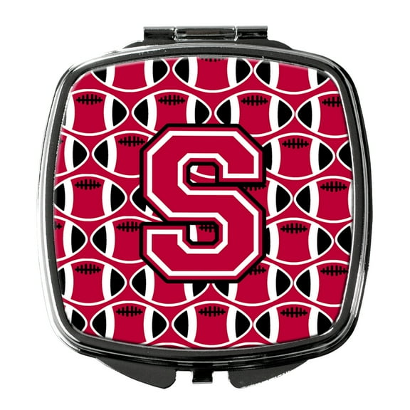Letter S Football Crimson and White Compact Mirror CJ1079-SSCM