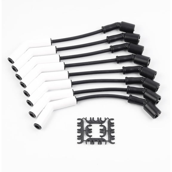 9070C Spark Plug Wire Extreme 9000 Ceramic Boot Compatible with GM LS3 LS4 LS7 Engines(Black White, 8pcs)