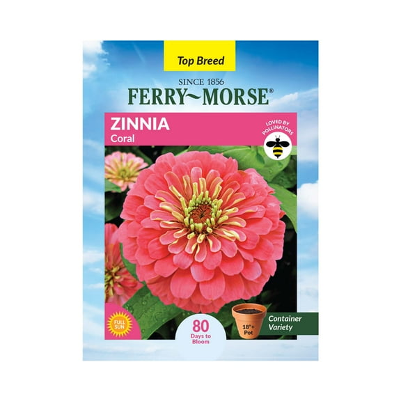 Ferry-Morse 400MG Zinnia Coral Annual Flower Seeds, Full Sun
