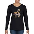 thumbnail image 2 of Wild Bobby, Cute Colorful Elephant Squirrel Mosaic, Animal Lover, Women Graphic Long Sleeve Tee, Black, Small, 2 of 4