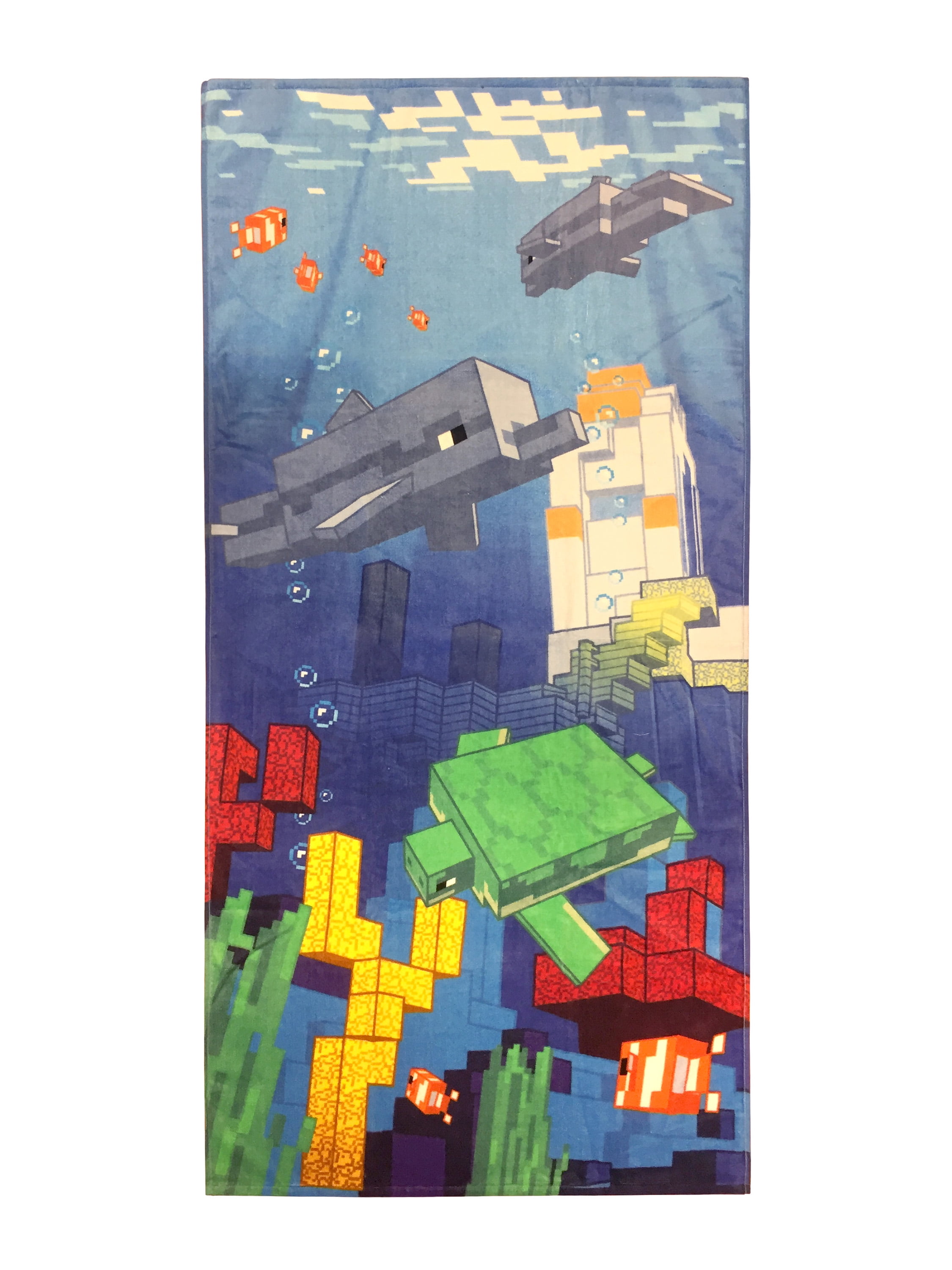 NWT Minecraft Shipwrecked Underwater Beach Towel 28X58 