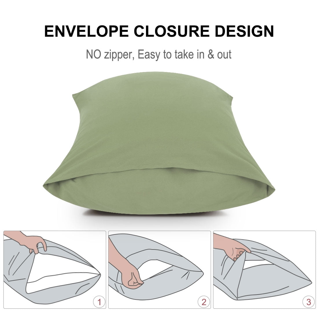 Unique Bargains 2-Pack Solid Microfiber Pillowcases, King, Sage
