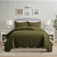thumbnail image 2 of IR Imperial Rooms 3Pc-Embossed Bedspread Soft Microfiber Floral Modern Quilt Set Lightweight Queen Olive Green, 2 of 9
