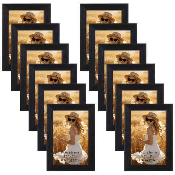 3.5x5 Picture Frame Set of 12,Black Gallery Frames for Wall and Table Decoration