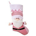 thumbnail image 2 of ievspot Christmas Pink Stocking Santa Claus Snowman White Top Reusable Xmas Tree Hanging Gift Bag Hanging Sock Pendant Party Decoration Supplies, 2 of 8