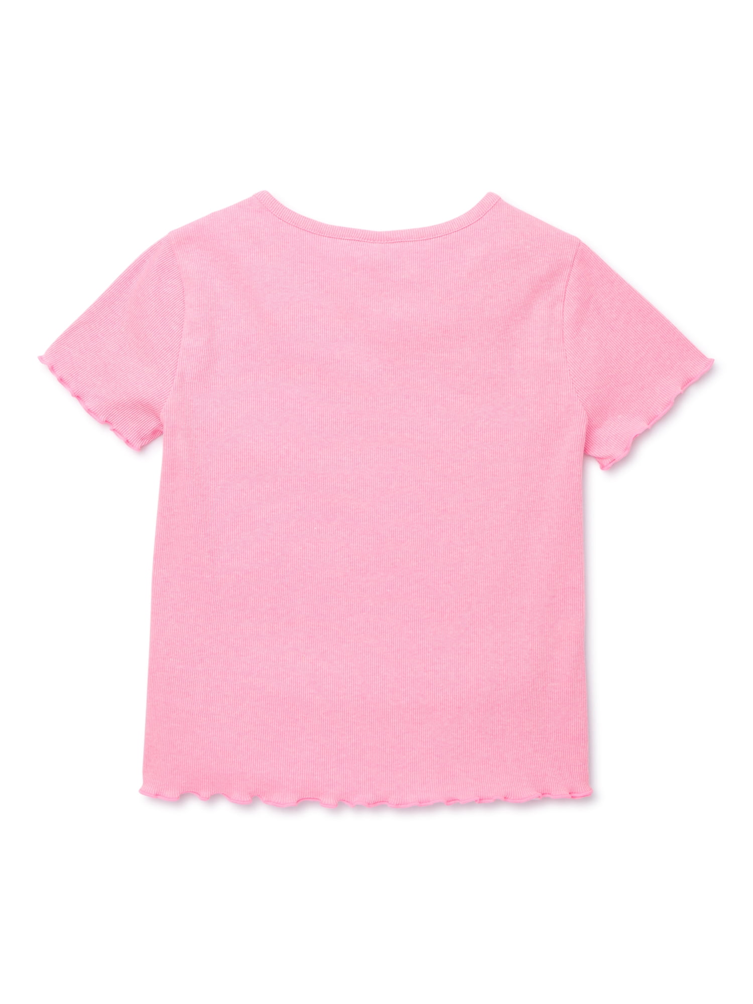 Wonder Nation Little Girls' & Big Girls' Knit Short Sleeve Rib T-Shirt