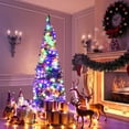 thumbnail image 1 of Costway 200 cm Árbol de Navidad Artificial Abeto de Bisagra Iluminado con 708 Ramas con 250 Luces Led Coloreadas Base Plegable de Metal, 1 of 7