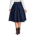 thumbnail image 1 of INSPIRE CHIC Women's Jean Skirts Elastic Waist Casual A-Line Midi Denim Skirt with Pockets S Dark Blue, 1 of 2