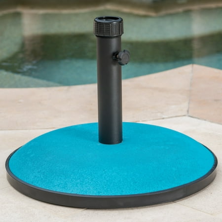 Circular Base - Stoic Outdoor Circular Concrete and Iron Umbrella Base, Teal and Black