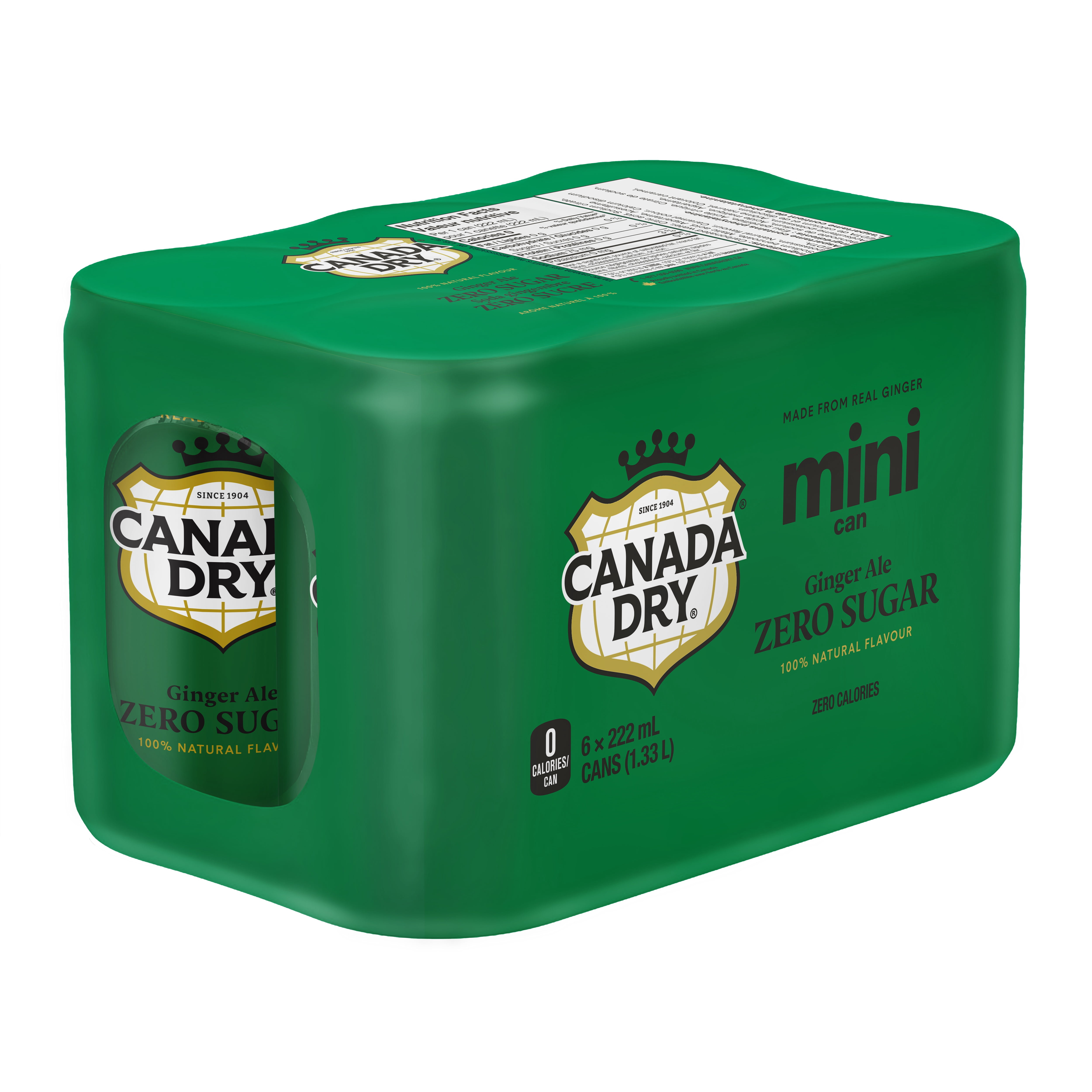 Canada Dry Zero Sugar Ginger Ale Cans, 222 mL, 6 Pack - Walmart.ca