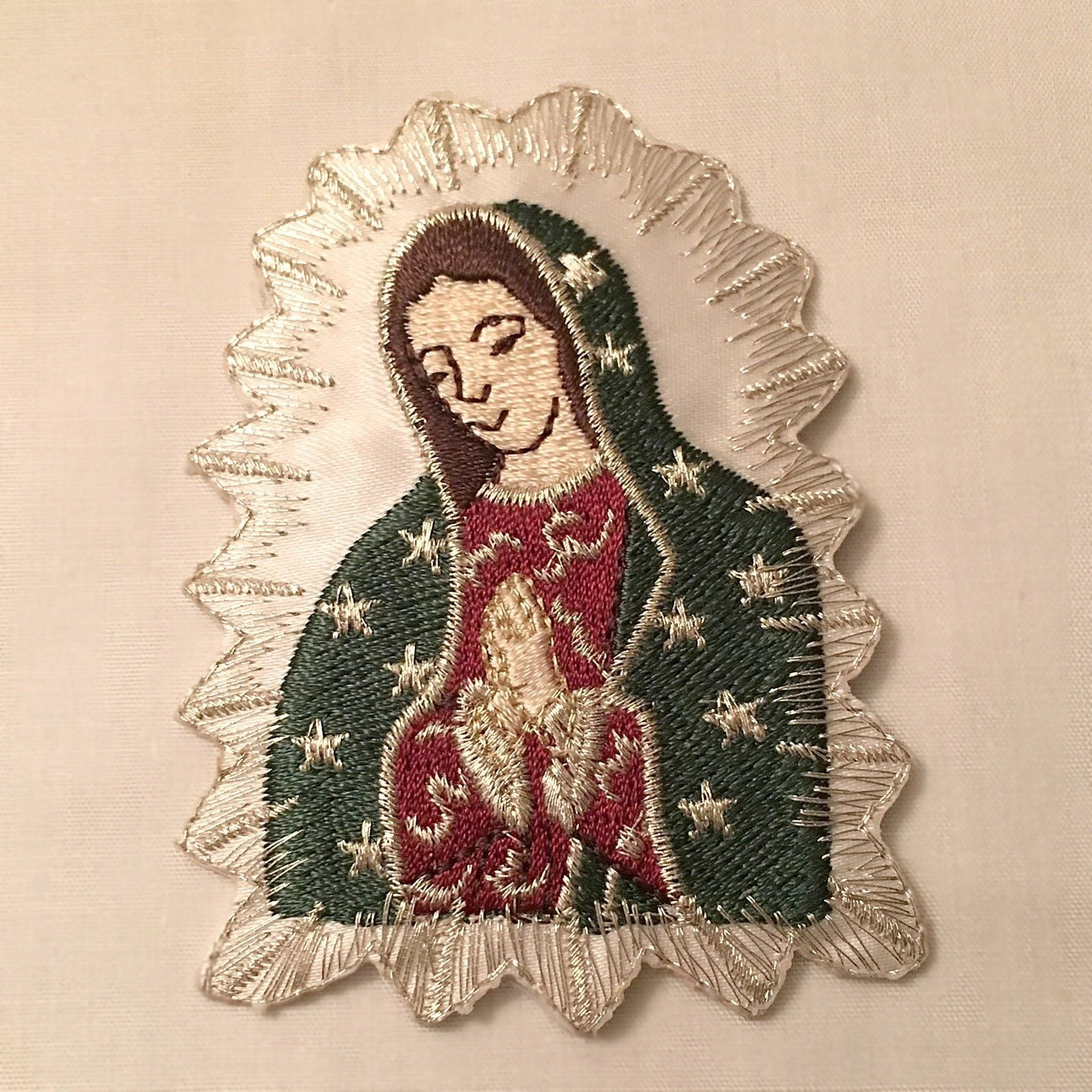Baptism Virgin Mary Guadalupe Baptism Silver Gold Embroidered Iron On Applique 