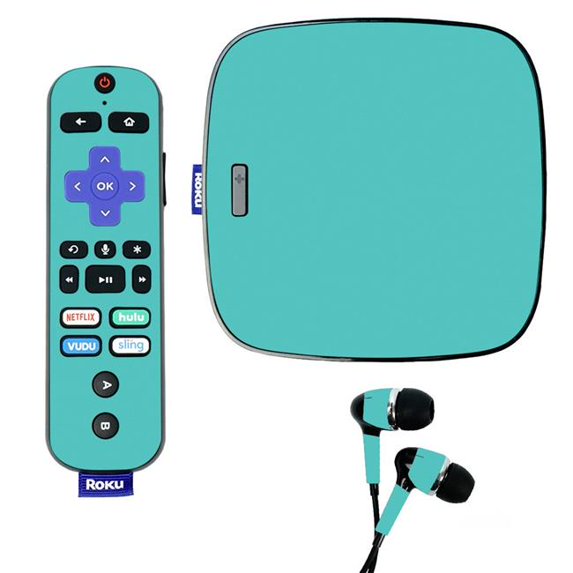 Skin Decal Wrap Compatible With Roku Ultra Sticker Design Solid Turquoise