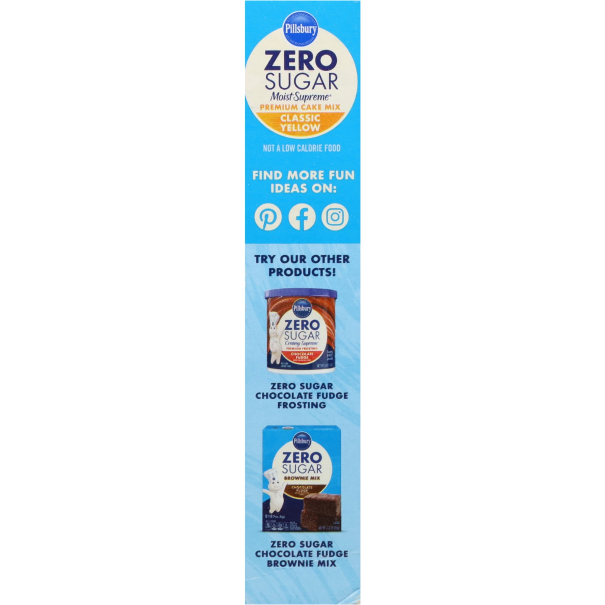 Pillsbury Zero Sugar Moist Supreme Yellow Premium Cake Mix, 16 oz Box