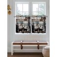 thumbnail image 2 of Teal Brown Deer Silhouettes 2 Panel Kitchen Curtains for Small Windows, Trees Wooden Retro Art Farmhouse Bathroom Tier Curtain, Short Window Treatment for Bedroom/Living Room 55"x24", 2 of 6
