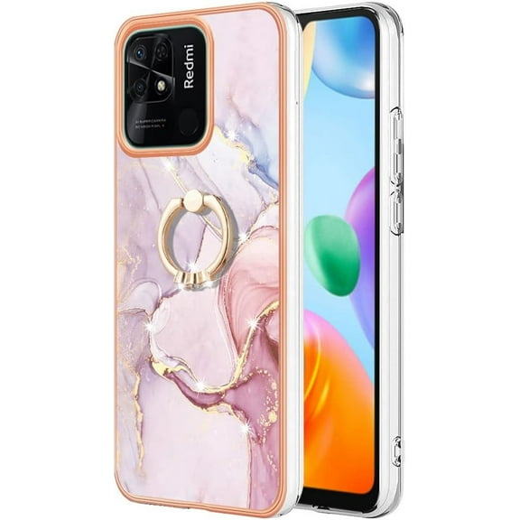 Slim Fit Phone Case for Redmi 12C,Case for Redmi 11A 4G, Shiny Ring Fashion Case for Girls,with Screen Camera Lens Protection Case for Redmi 12C/Redmi 11A 4G,ZHDD Rose Gold