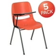 thumbnail image 2 of Flash Furniture HERCULES 5 Pack Orange Ergonomic Shell Chair with Right Handed Flip-Up Tablet Arm, 2 of 13