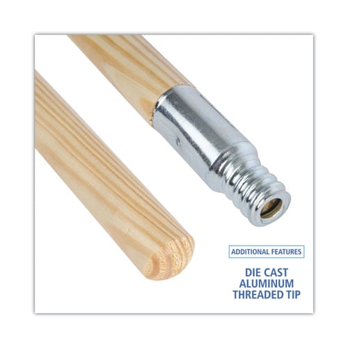 Metal Tip Threaded Hardwood Broom Handle, 0.94 Metal Tip Threaded Hardwood Broom Handle, 0.94