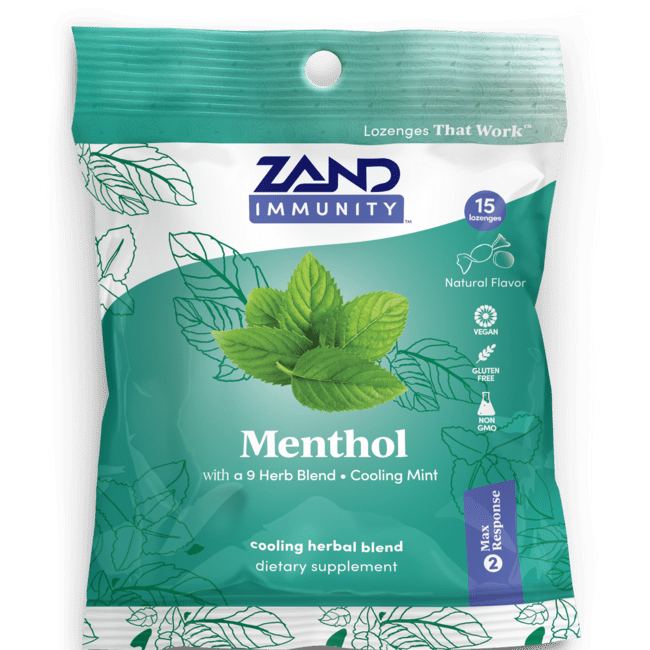 Zand Immunity Menthol HerbaLozenge Cough Drops | Peppermint, Eucalyptus, Herb Blend | No Corn Syrup