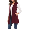 thumbnail image 5 of Cardigan Sans Manches Décontracté Couleur Unie Ouvert devant Long Gilet Élastique en Polyester Mode Rouge Vin S, 5 of 5