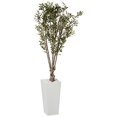 thumbnail image 2 of Nearly Natural 5832 6 ft. Olive Artificial Tree in White Tower Planter, 2 of 6