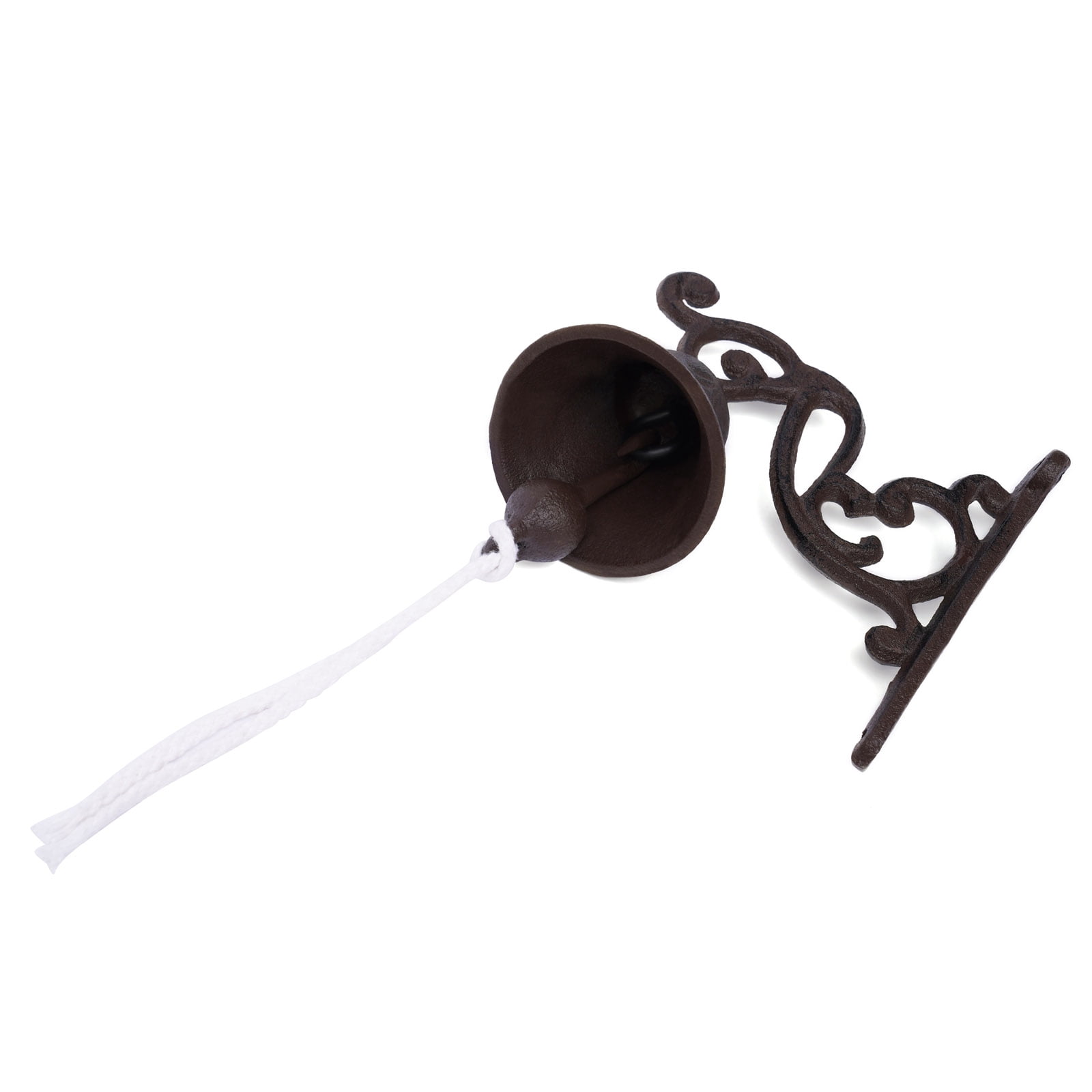 13.5*13.5cm Cast Iron Door Bell Wall Mounted Vintage Faux Bronze Outside Decorative Accent Bells with Practical Rope